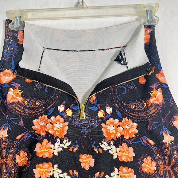 bebe x Naven Mini-Skirt Woman's Medium Floral Paisley STRETCHY Unlined Zipper - Picture 10 of 16